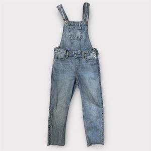 Abercrombie & Fitch Kids Girls Denim Overalls Raw Hem Distressed Size 9/10